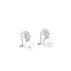 PENDIENTES ORO BLANCO PERLA Y CIRCONITAS
