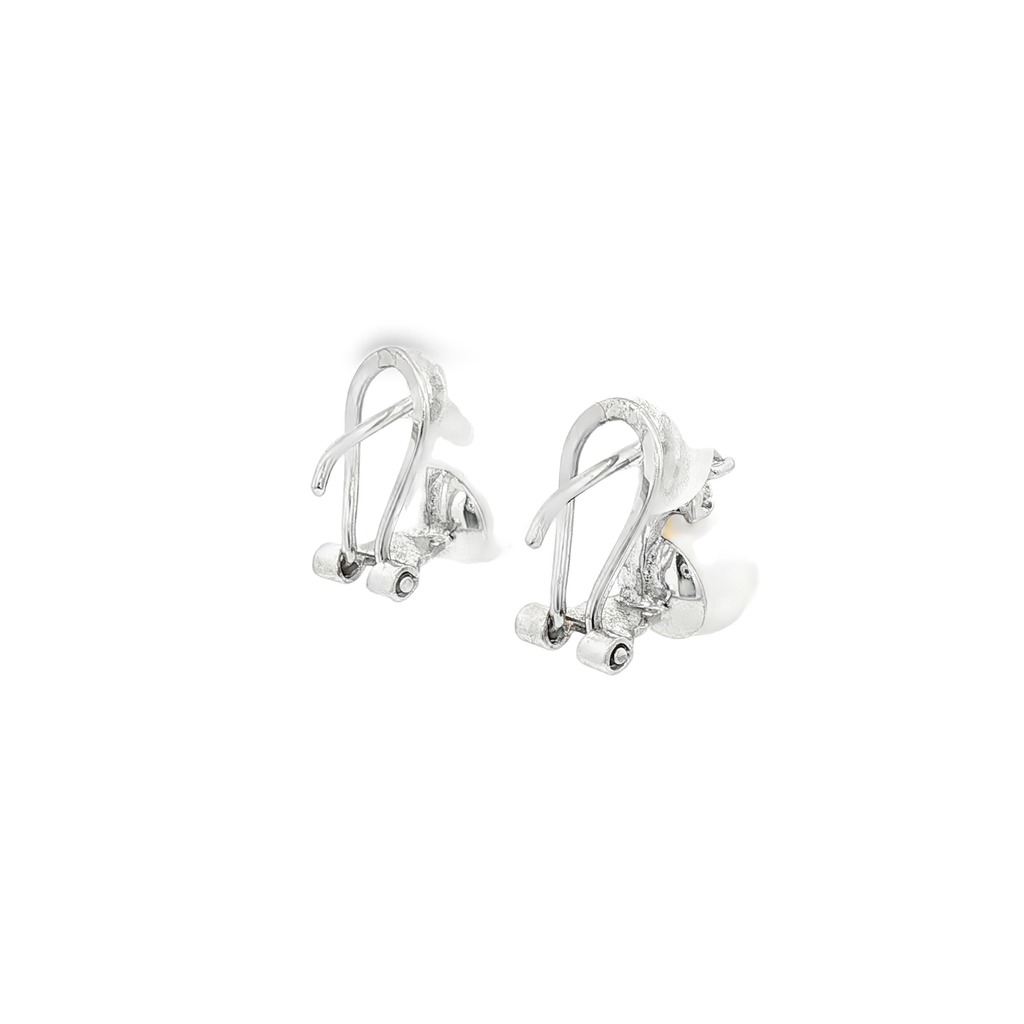 PENDIENTES ORO BLANCO PERLA Y CIRCONITAS