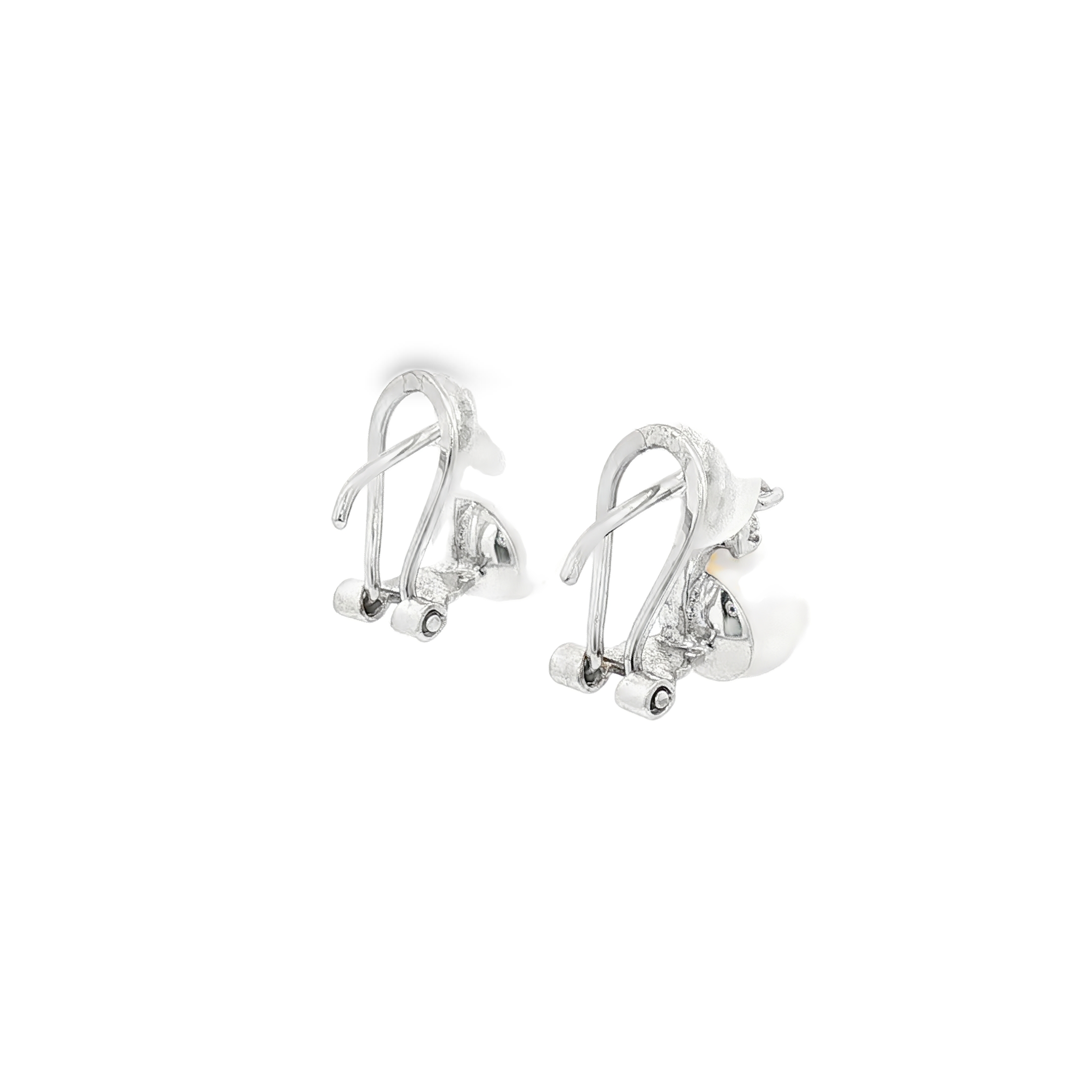 PENDIENTES ORO BLANCO PERLA Y CIRCONITAS