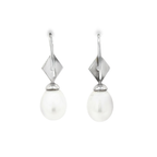 PENDIENTES ORO BLANCO CON PERLA Y BRILLANTE