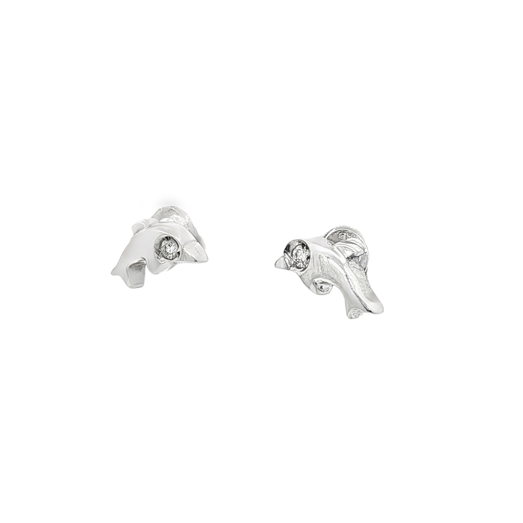 PENDIENTES DELFIN ORO BLANCO CON BRILLANTE