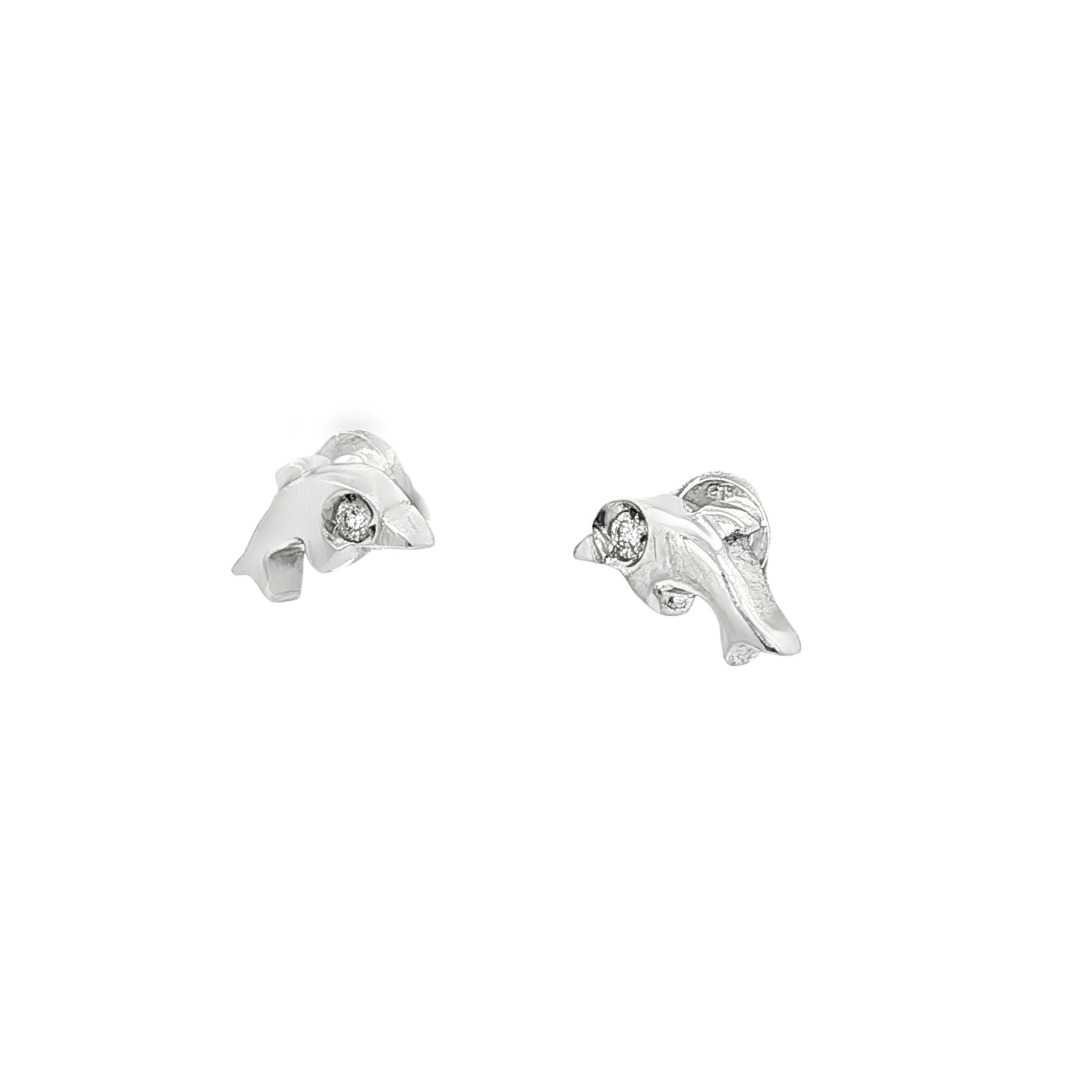 PENDIENTES DELFIN ORO BLANCO CON BRILLANTE
