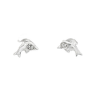 PENDIENTES DELFIN ORO BLANCO CON BRILLANTE