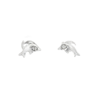PENDIENTES DELFIN ORO BLANCO CON BRILLANTE