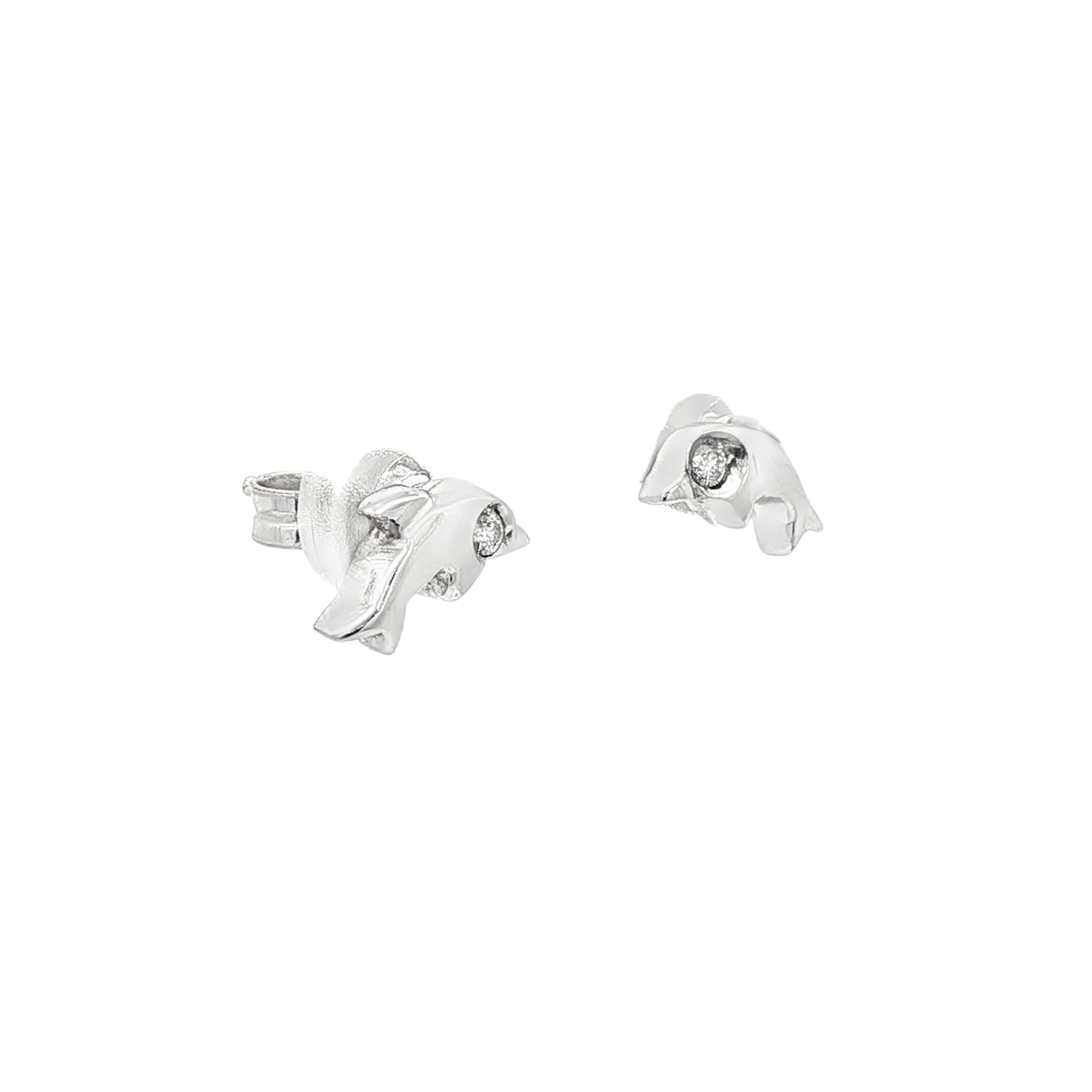 PENDIENTES DELFIN ORO BLANCO CON BRILLANTE