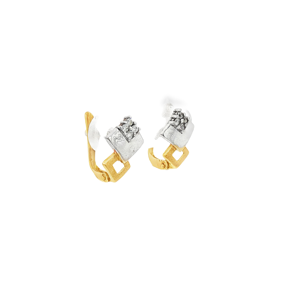 CONJUNTO PENDIENTES Y ANILLO BICOLOR CON CIRCONITAS