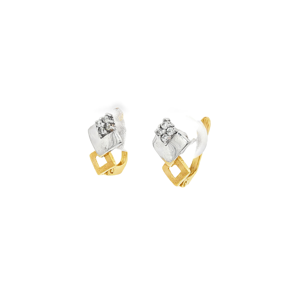 CONJUNTO PENDIENTES Y ANILLO BICOLOR CON CIRCONITAS