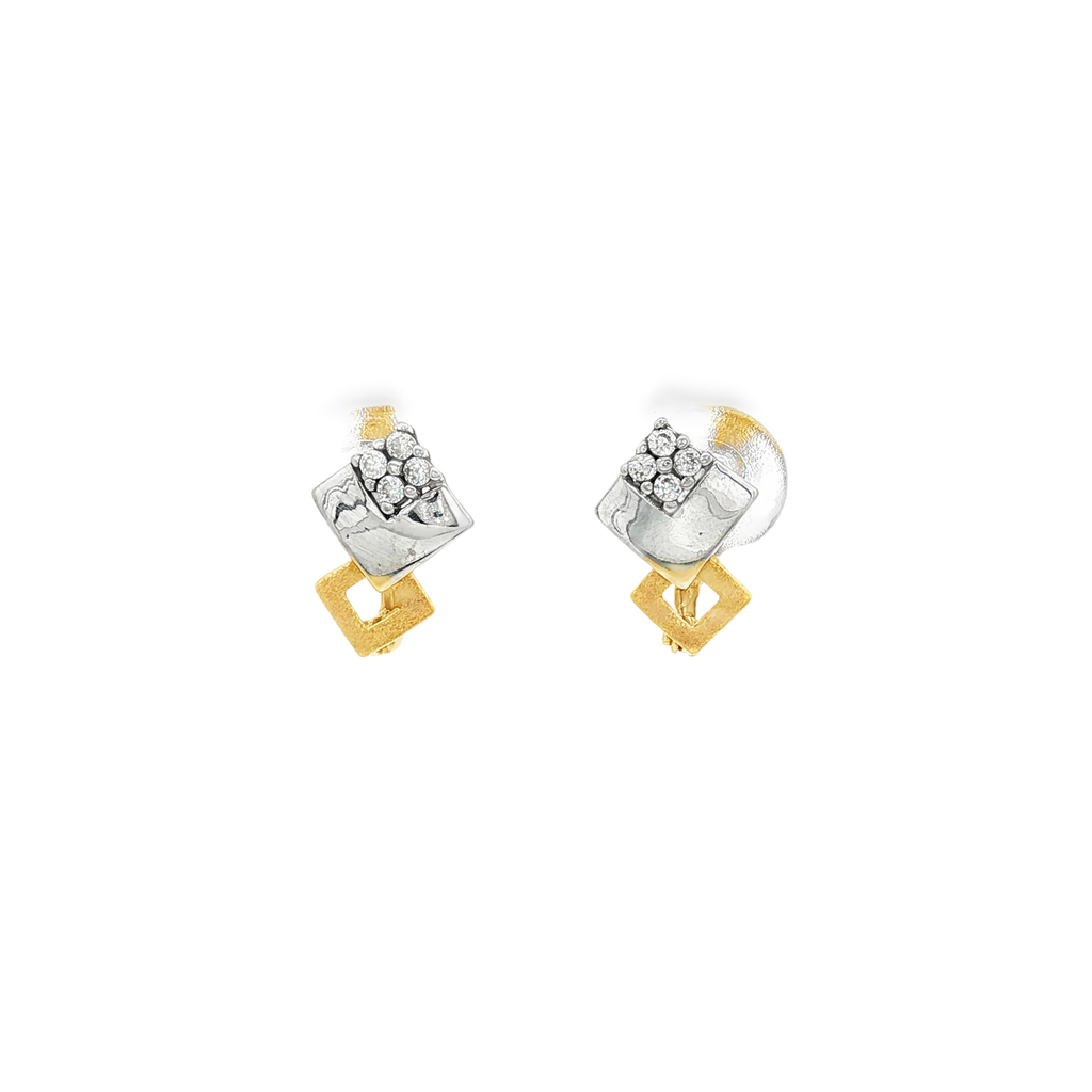 CONJUNTO PENDIENTES Y ANILLO BICOLOR CON CIRCONITAS