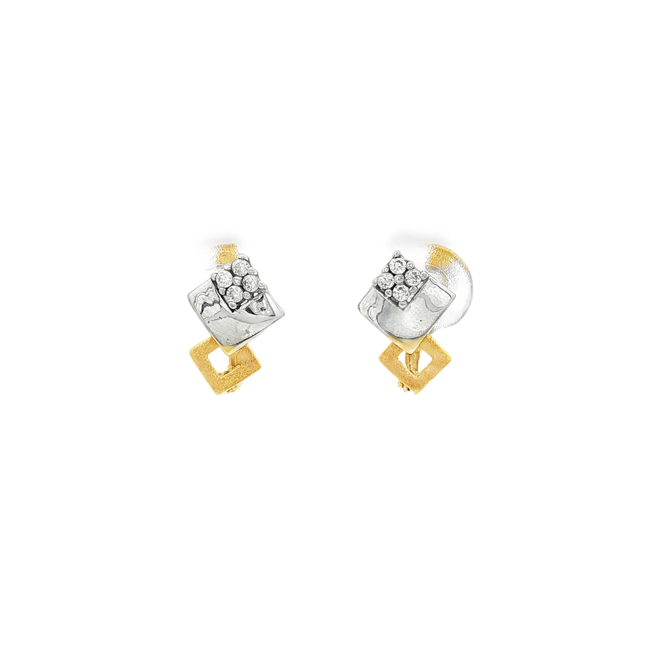 CONJUNTO PENDIENTES Y ANILLO BICOLOR CON CIRCONITAS