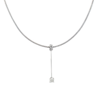 COLLAR COLA DE RATÓN Y COLGANTE ORO BLANCO CON DIAMANTE 0,28qt