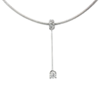 COLLAR COLA DE RATÓN Y COLGANTE ORO BLANCO CON DIAMANTE 0,28qt