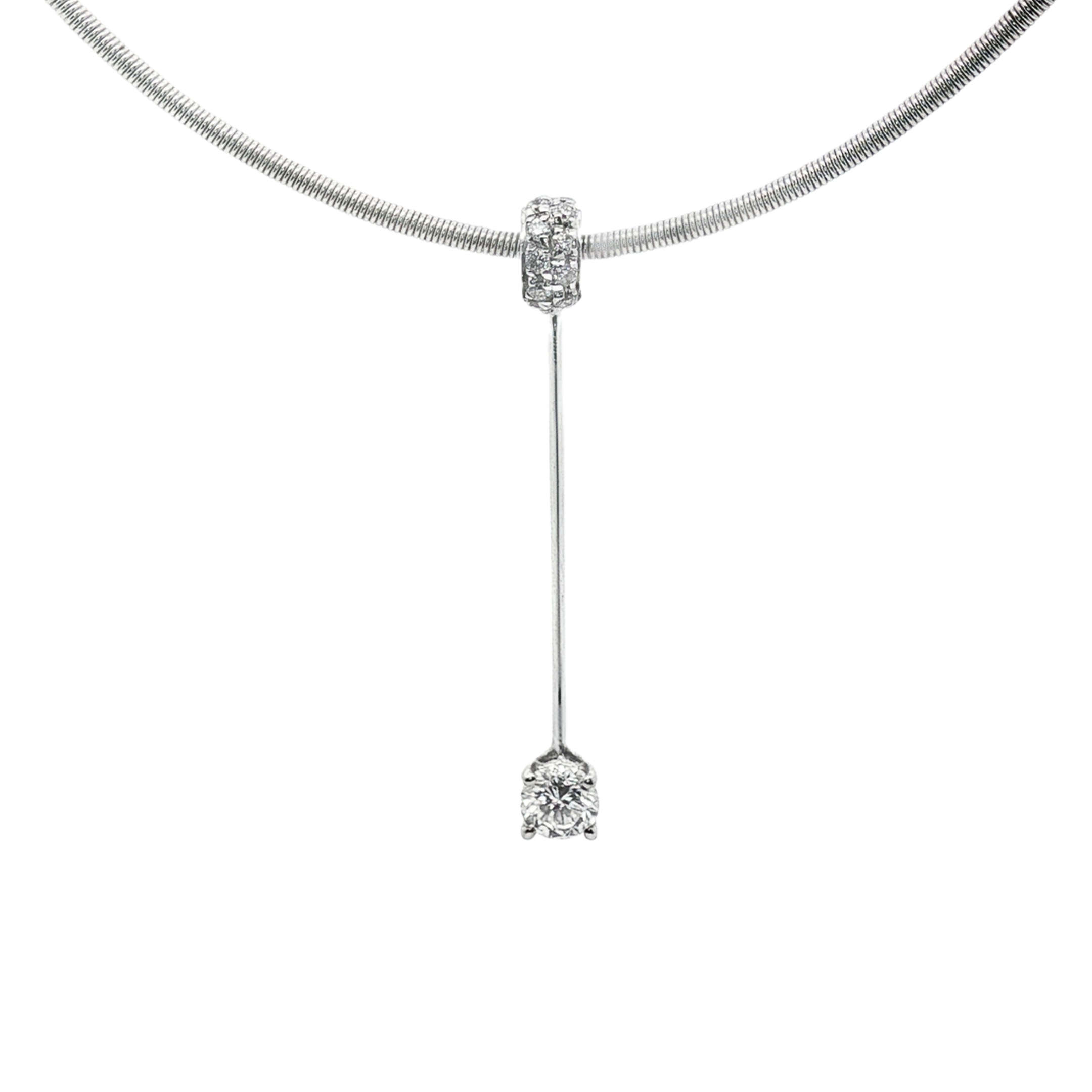 COLLAR COLA DE RATÓN Y COLGANTE ORO BLANCO CON DIAMANTE 0,28qt