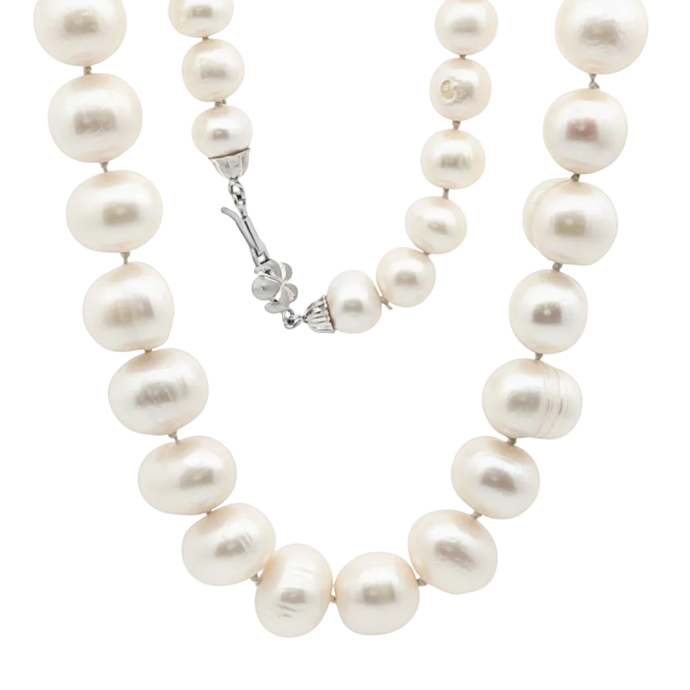 COLLAR DE PERLAS Y CIERRE ORO BLANCO