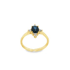 ANILLO 4 PUNTAS CON ZAFIRO Y DIAMANTES