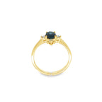 ANILLO 4 PUNTAS CON ZAFIRO Y DIAMANTES
