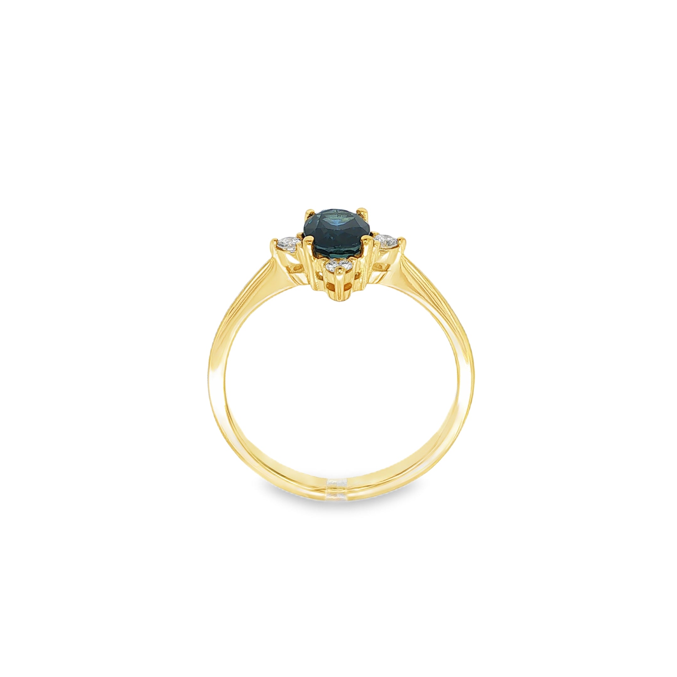ANILLO 4 PUNTAS CON ZAFIRO Y DIAMANTES
