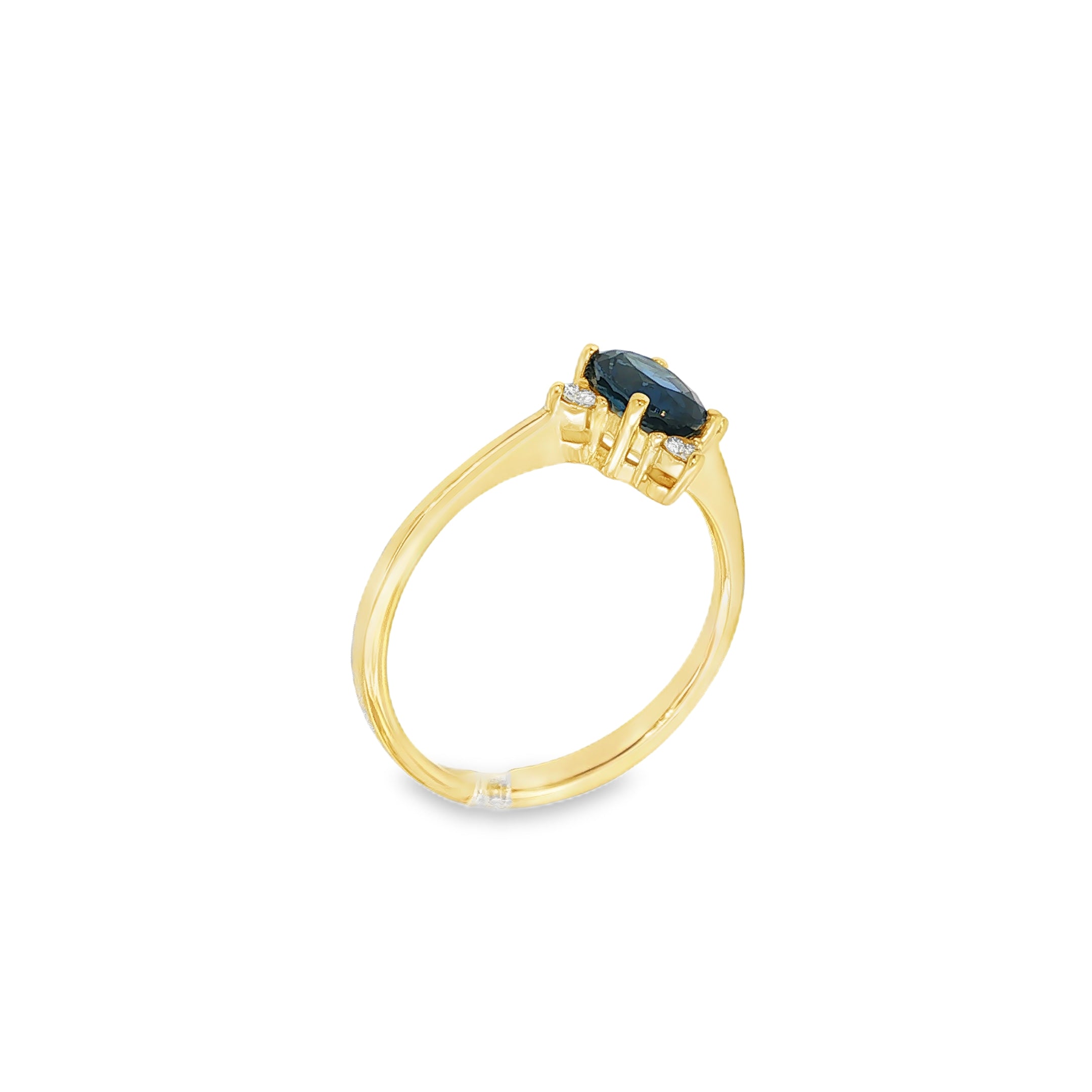 ANILLO 4 PUNTAS CON ZAFIRO Y DIAMANTES