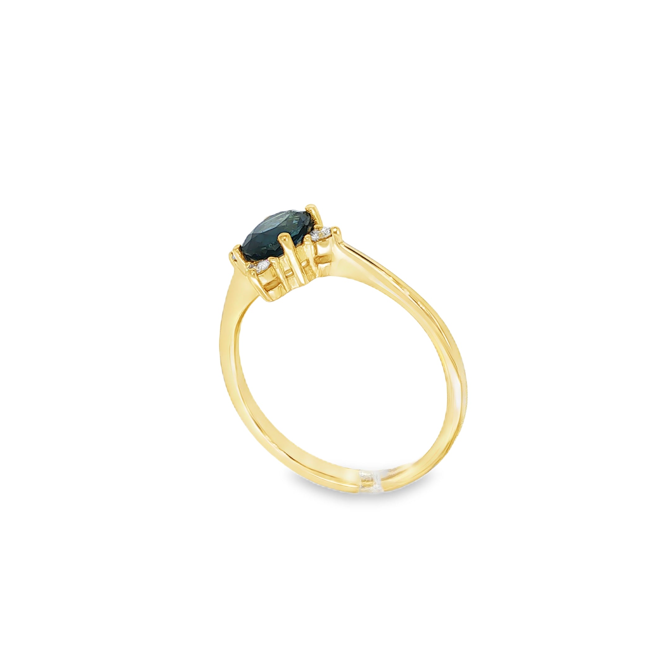 ANILLO 4 PUNTAS CON ZAFIRO Y DIAMANTES
