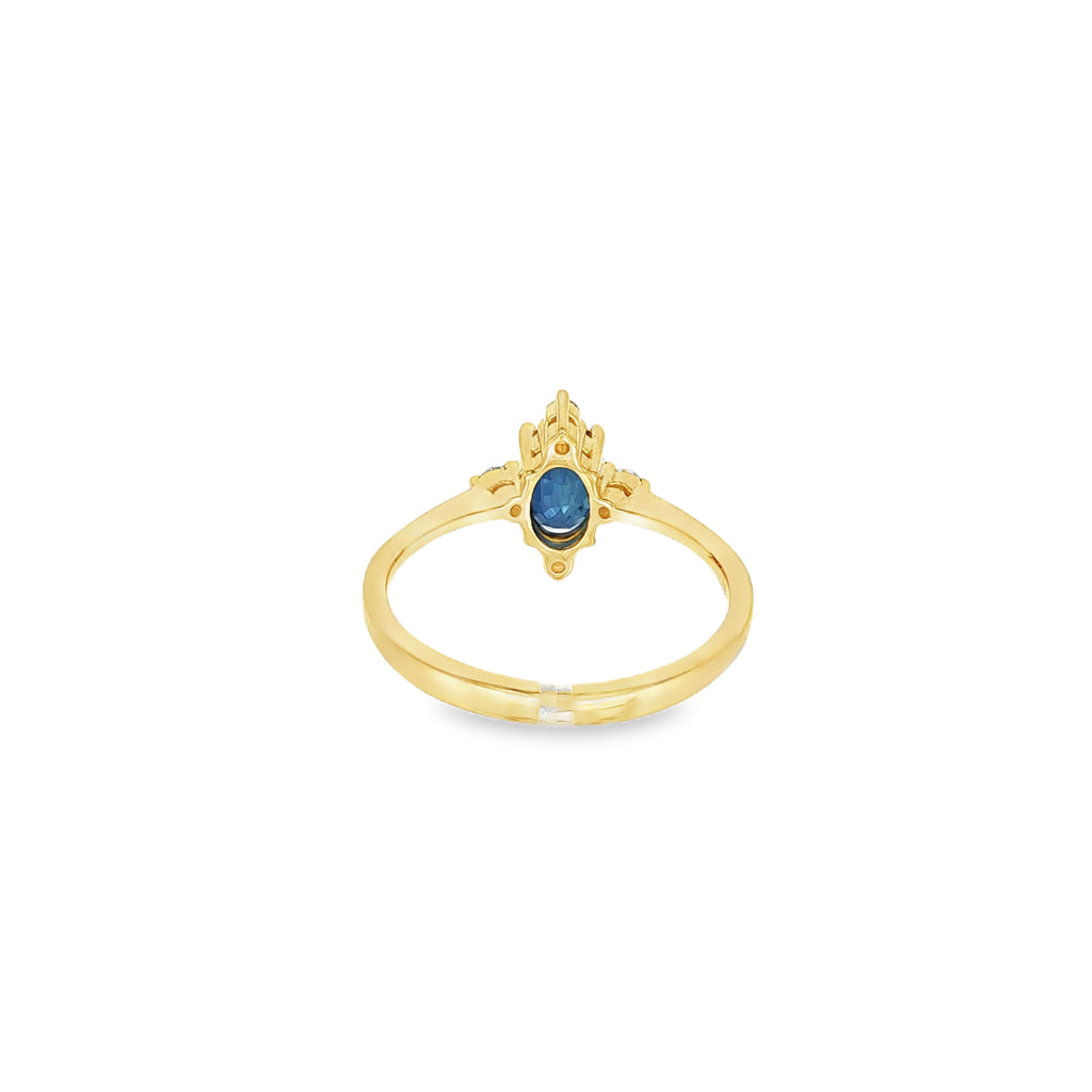ANILLO 4 PUNTAS CON ZAFIRO Y DIAMANTES