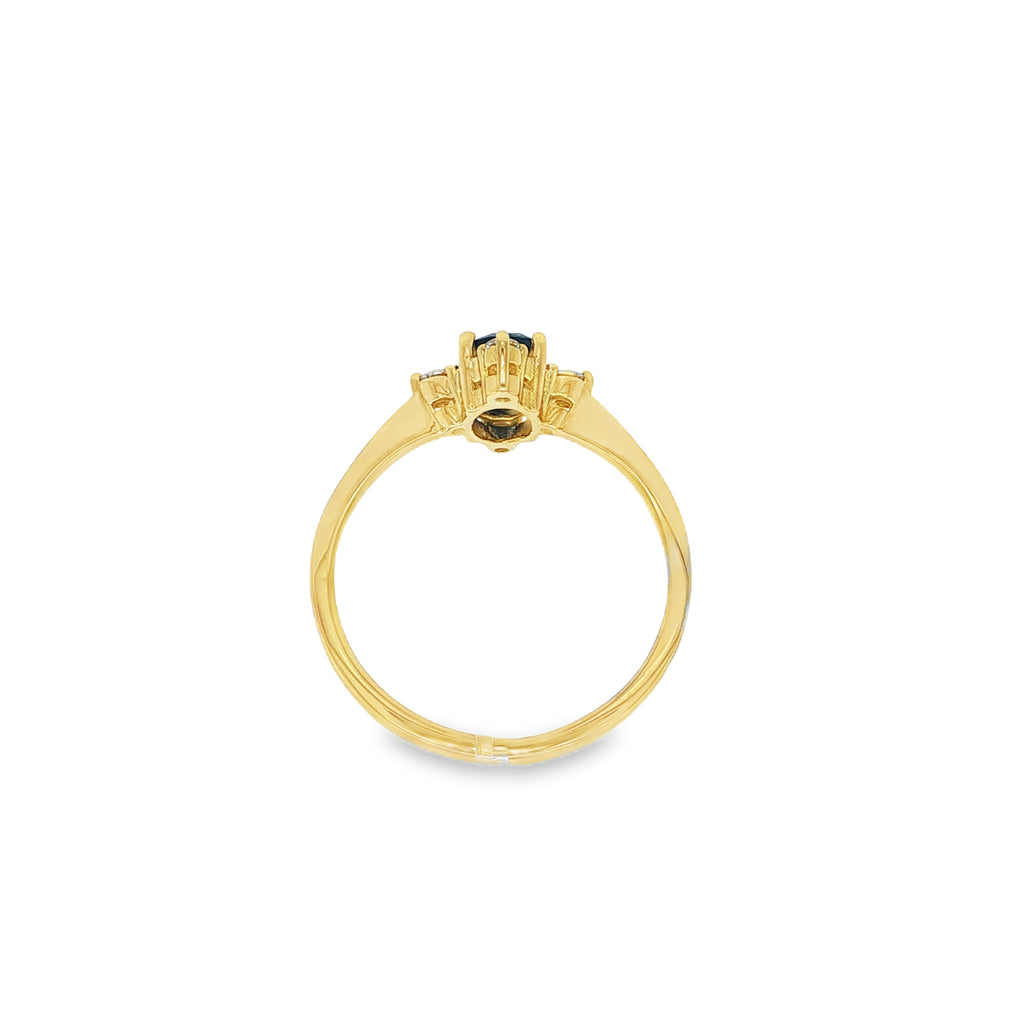 ANILLO 4 PUNTAS CON ZAFIRO Y DIAMANTES