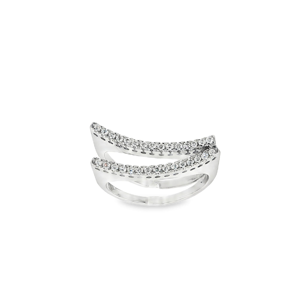 ANILLO V DE ORO BLANCO CON DIAMANTES