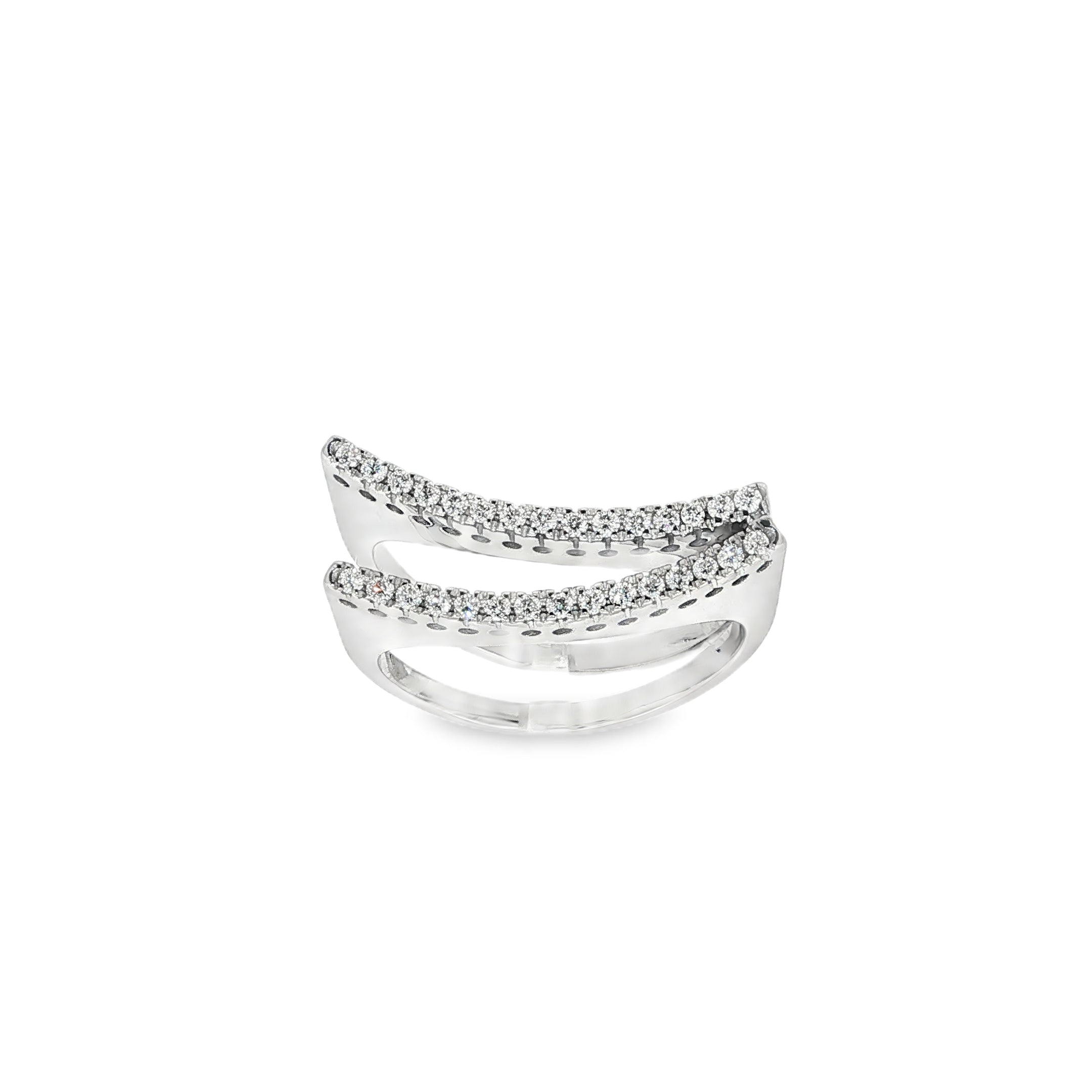 ANILLO V DE ORO BLANCO CON DIAMANTES