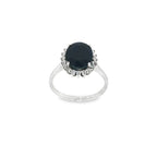 ANILLO DE ORO BLANCO CON DIAMANTES Y ZAFIRO