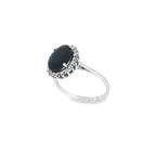 ANILLO DE ORO BLANCO CON DIAMANTES Y ZAFIRO