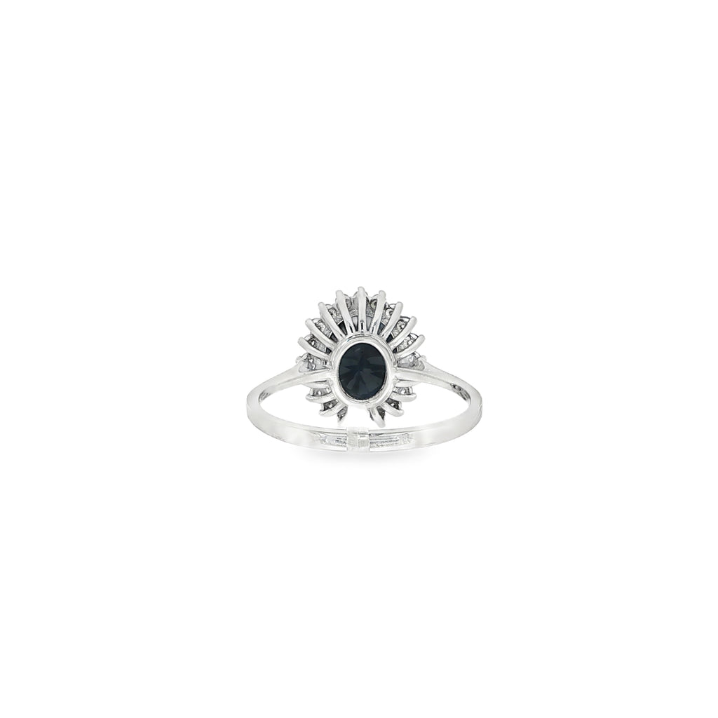 ANILLO DE ORO BLANCO CON DIAMANTES Y ZAFIRO