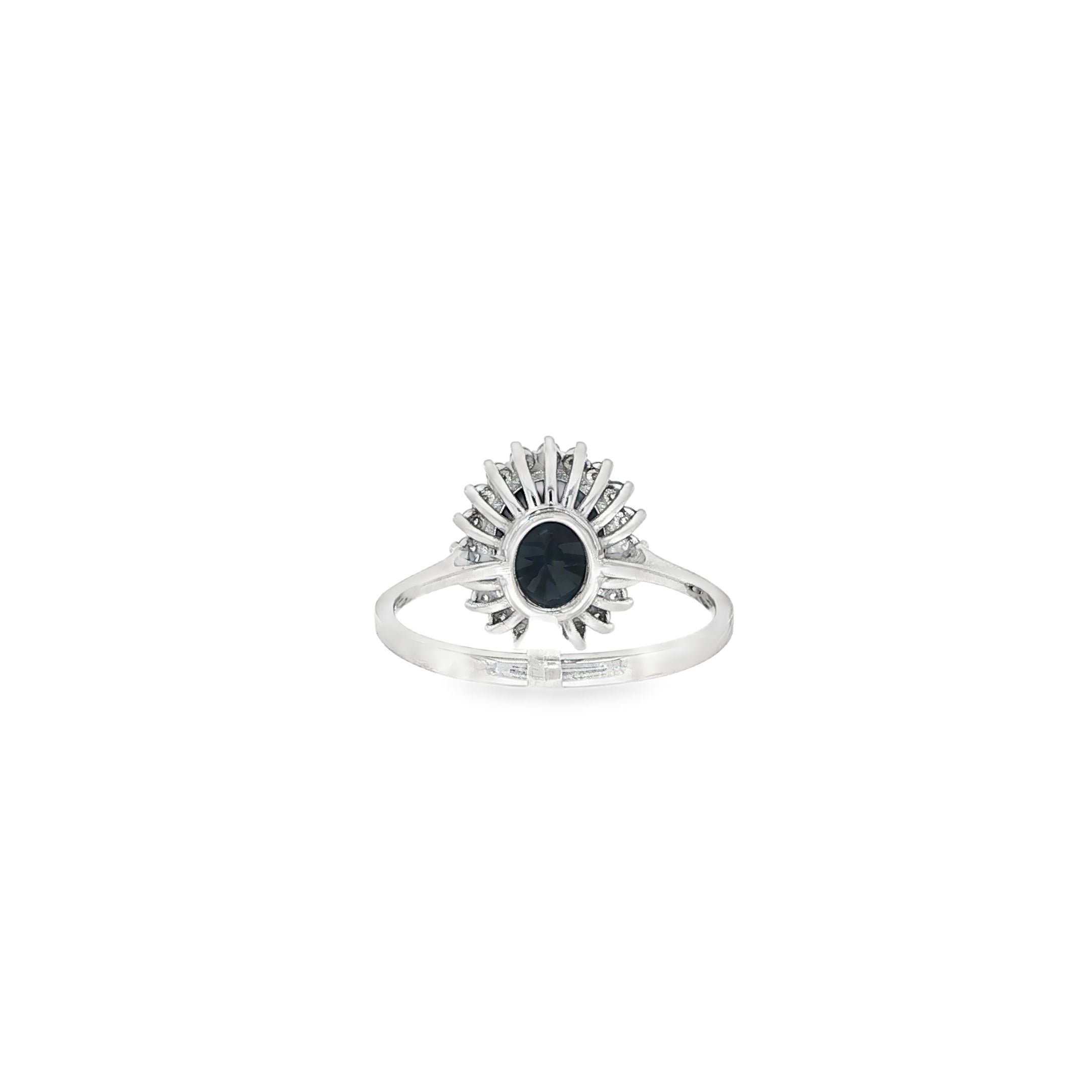 ANILLO DE ORO BLANCO CON DIAMANTES Y ZAFIRO
