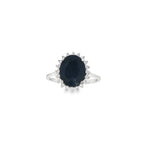 ANILLO DE ORO BLANCO CON DIAMANTES Y ZAFIRO
