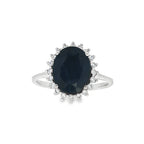 ANILLO DE ORO BLANCO CON DIAMANTES Y ZAFIRO