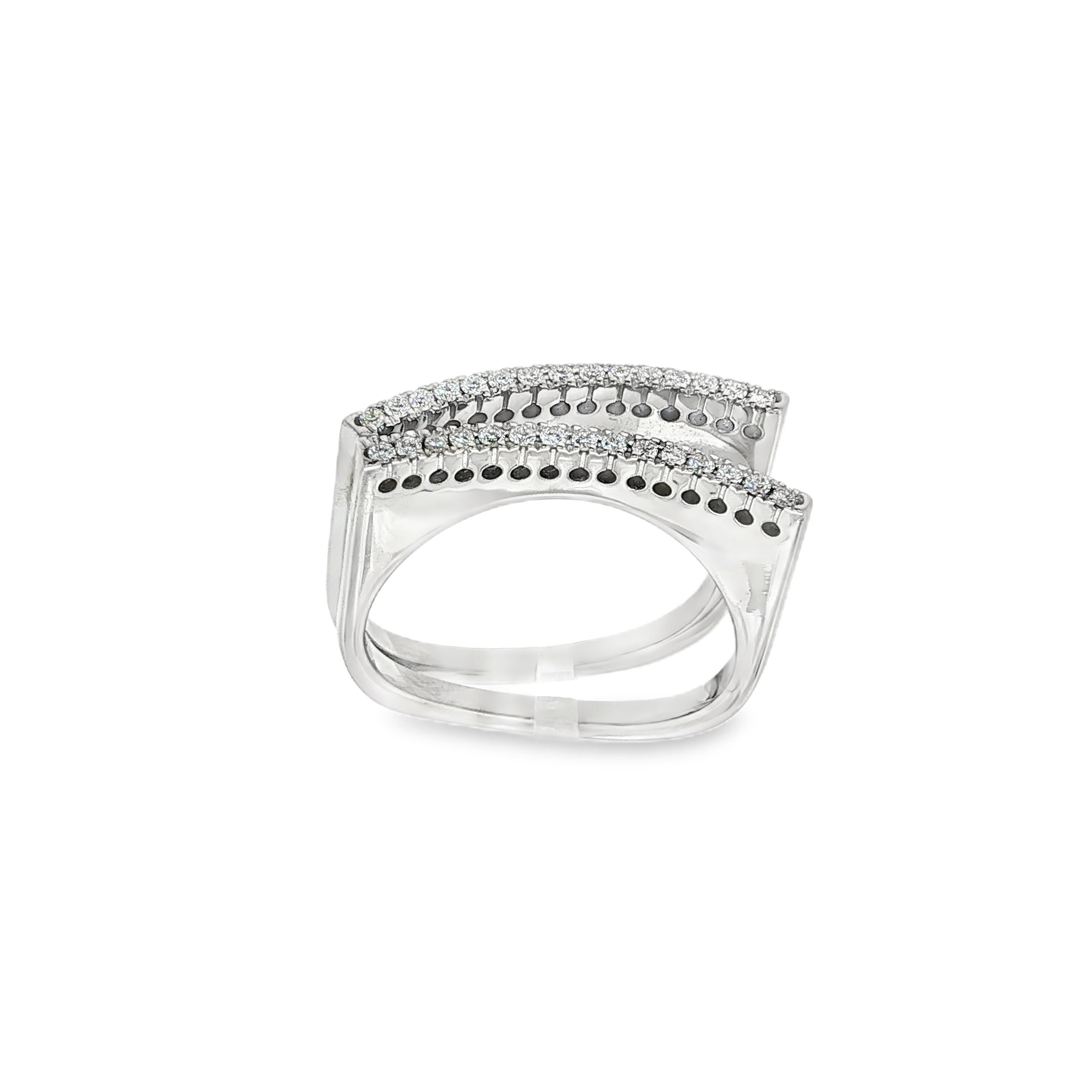 ANILLO V DE ORO BLANCO CON DIAMANTES