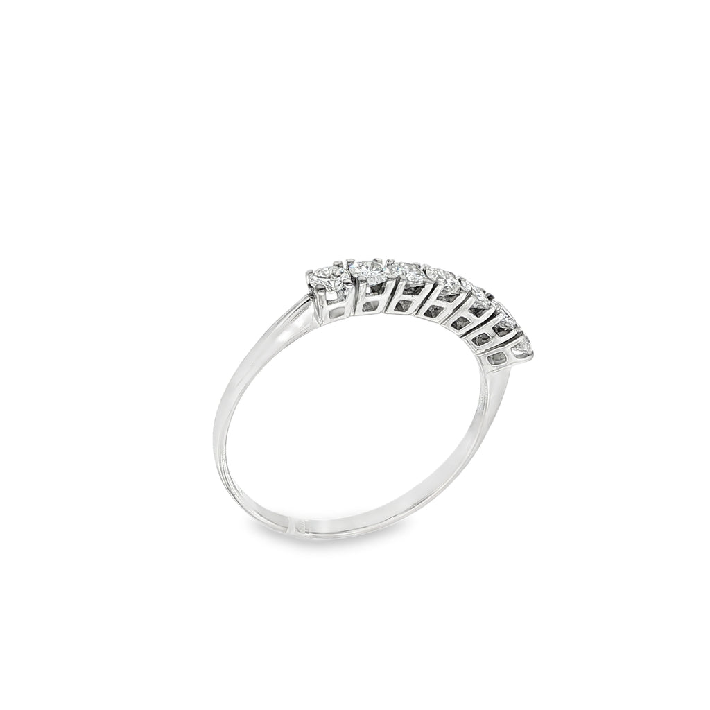 ANILLO MEDIA ALIANZA ORO BLANCO CON DIAMANTES