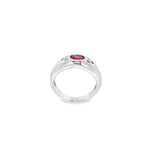 ANILLO GLOBO DE ORO BLANCO CON RUBI Y BRILLANTES