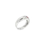 ANILLO GLOBO DE ORO BLANCO CON RUBI Y BRILLANTES
