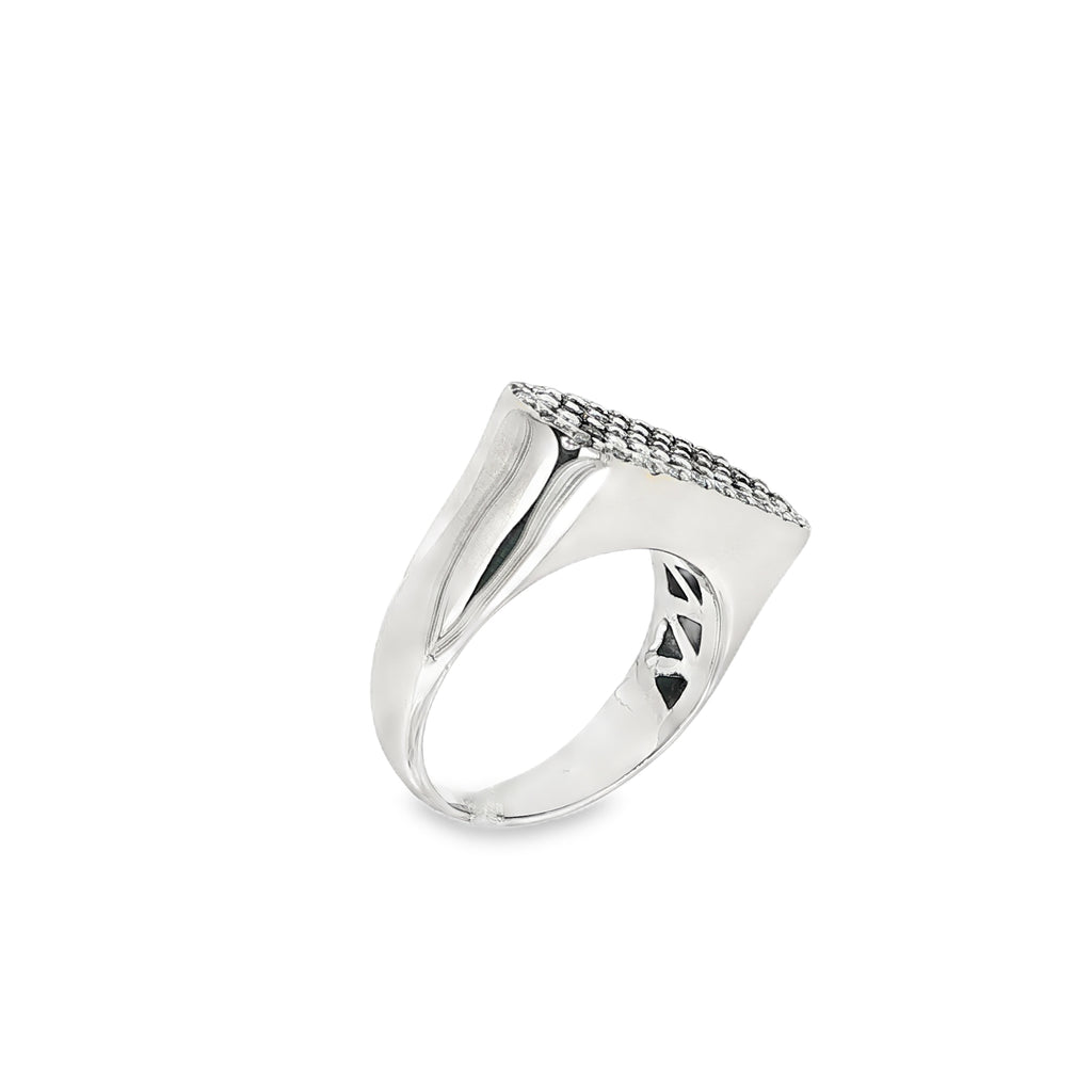 ANILLO TIPO SELLO ORO BLANCO CON DIAMANTES