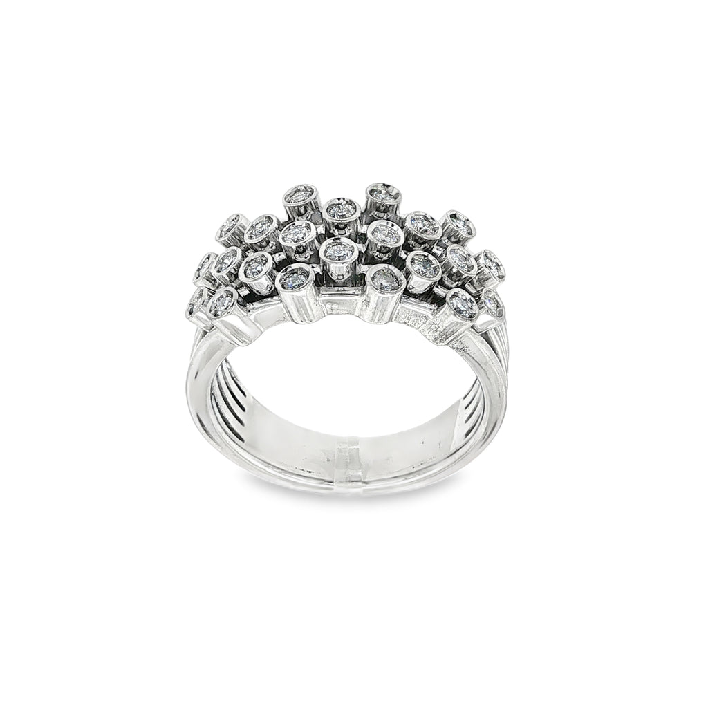 ANILLO CORALES ORO BLANCO CON DIAMANTES