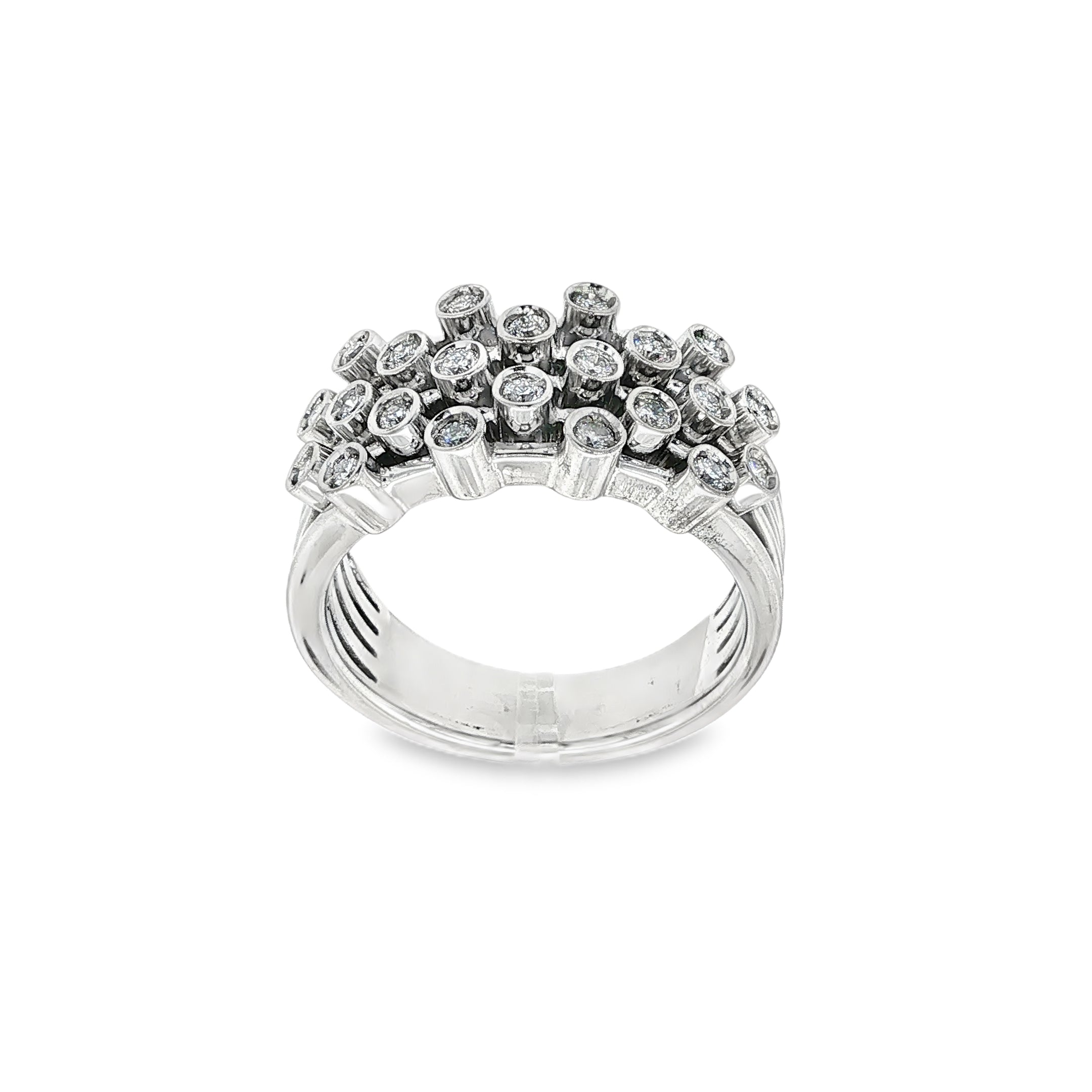 ANILLO CORALES ORO BLANCO CON DIAMANTES