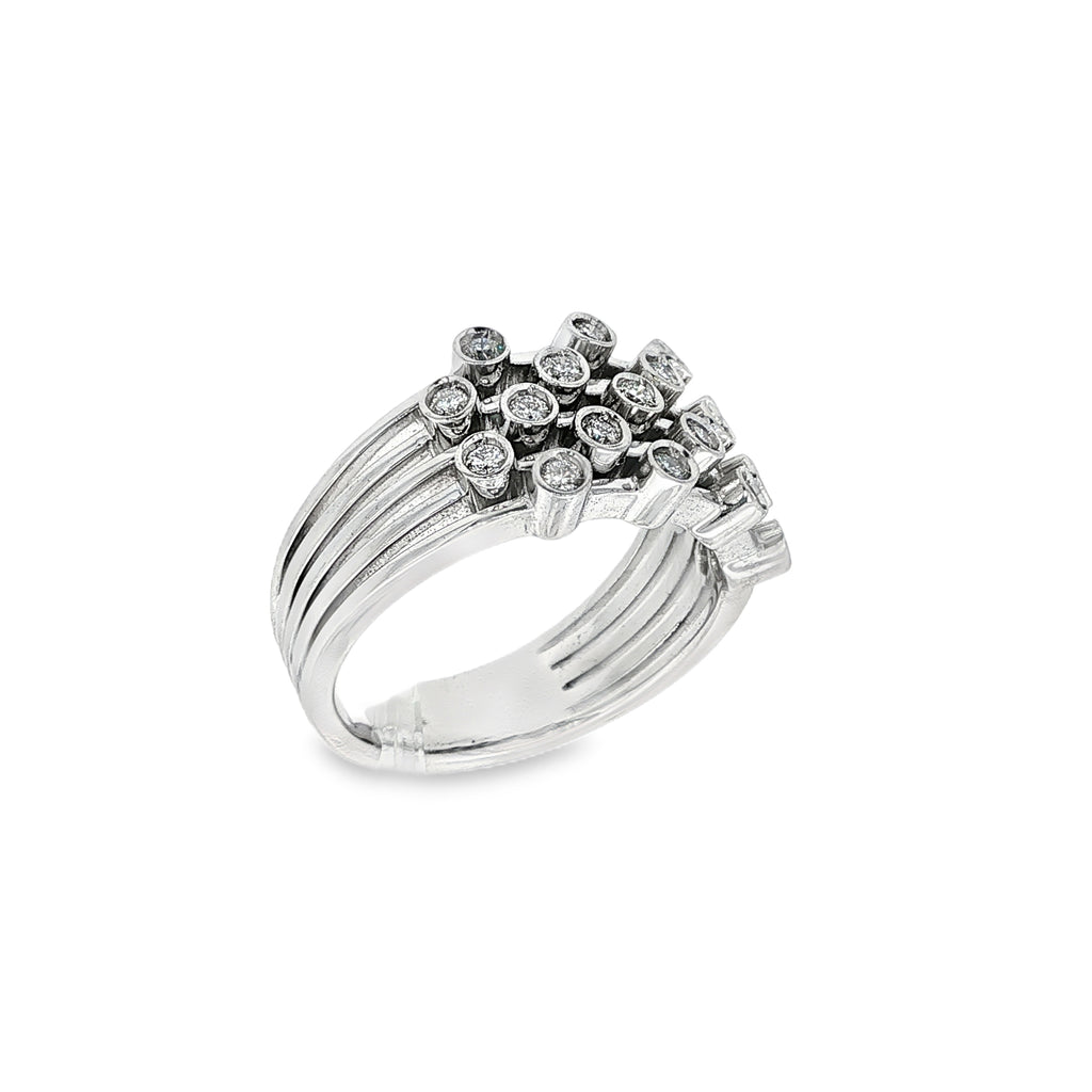 ANILLO CORALES ORO BLANCO CON DIAMANTES