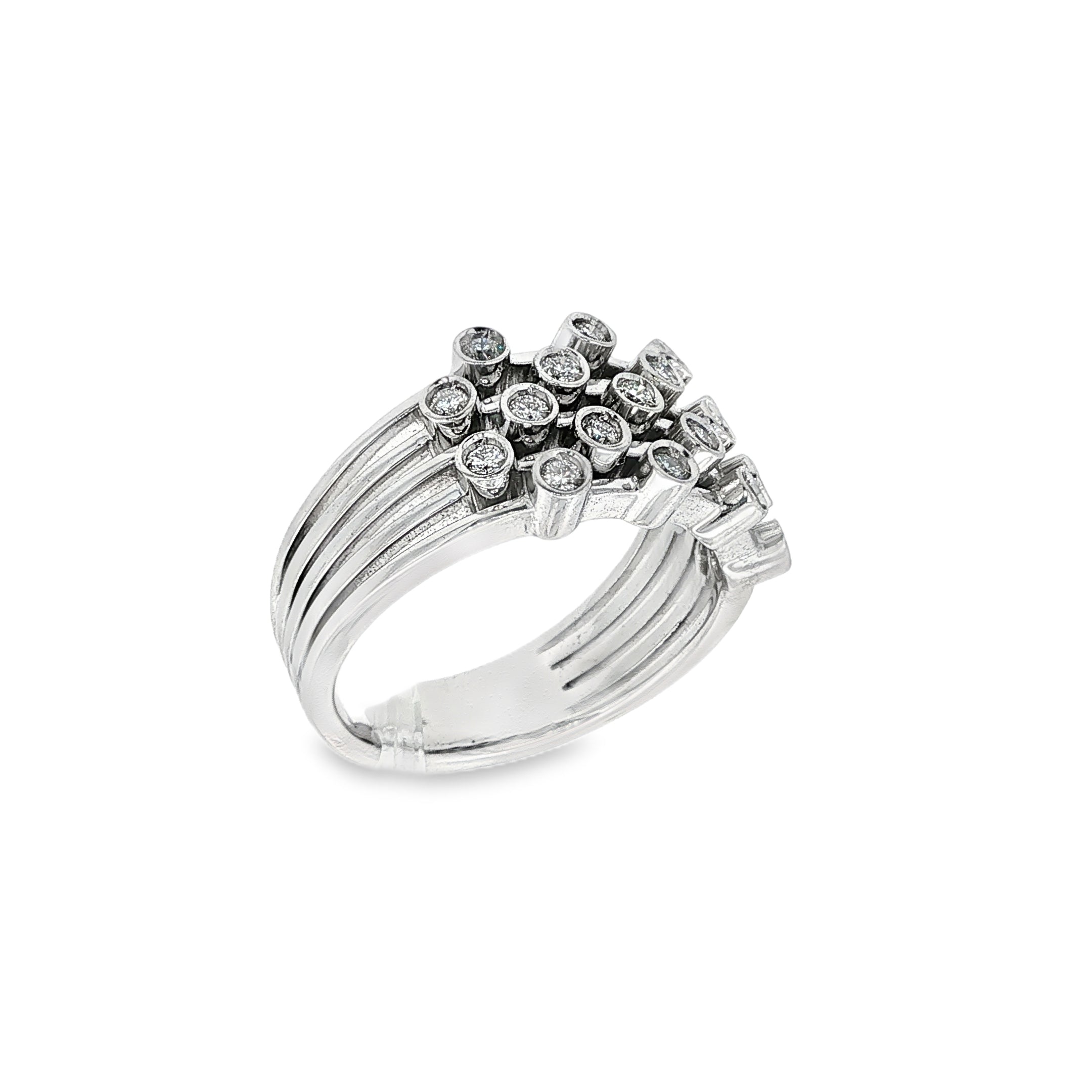 ANILLO CORALES ORO BLANCO CON DIAMANTES