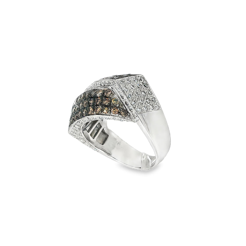 ANILLO CRUZADO ORO BLANCO CON DIAMANTES