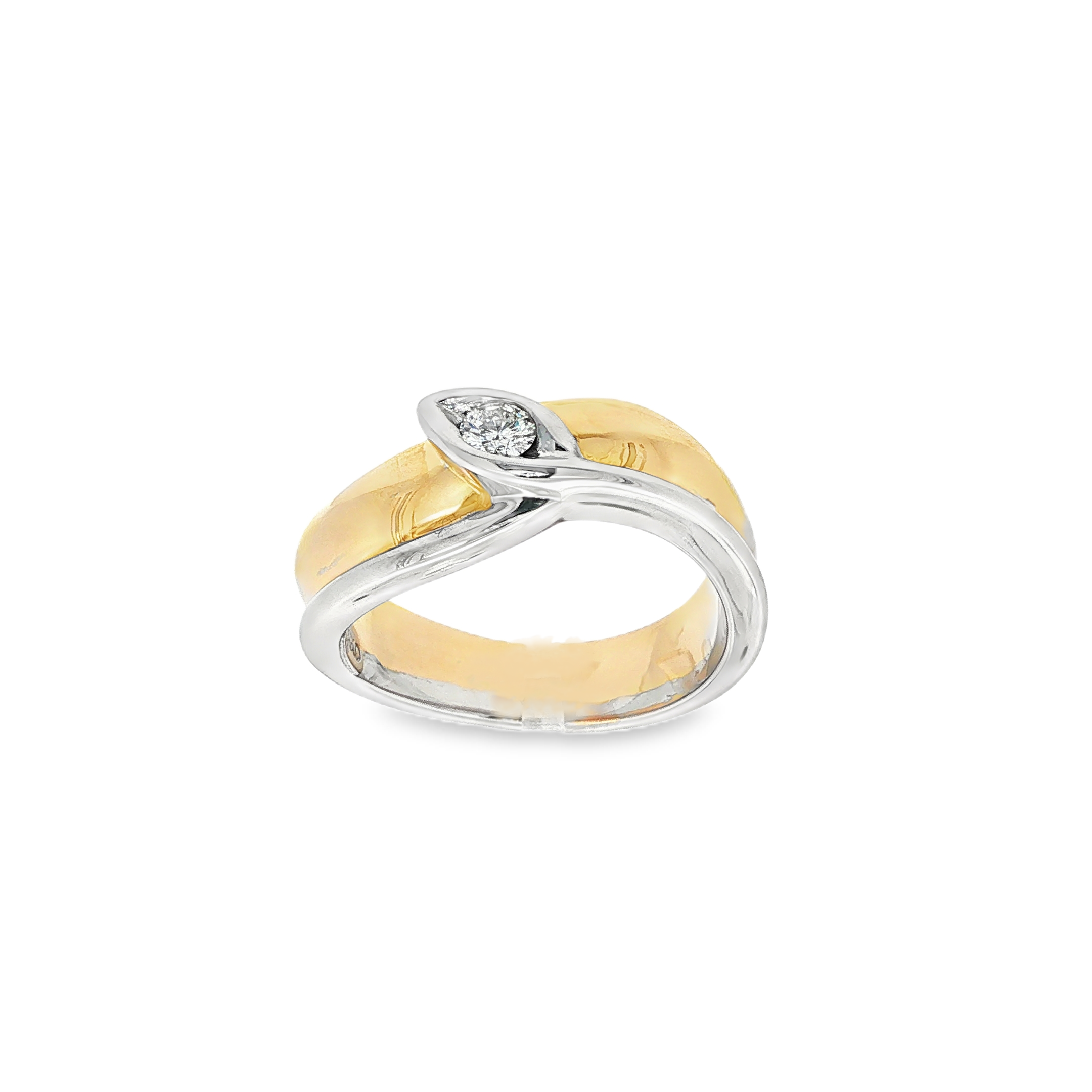 ANILLO HOJA BICOLOR CON DIAMANTE