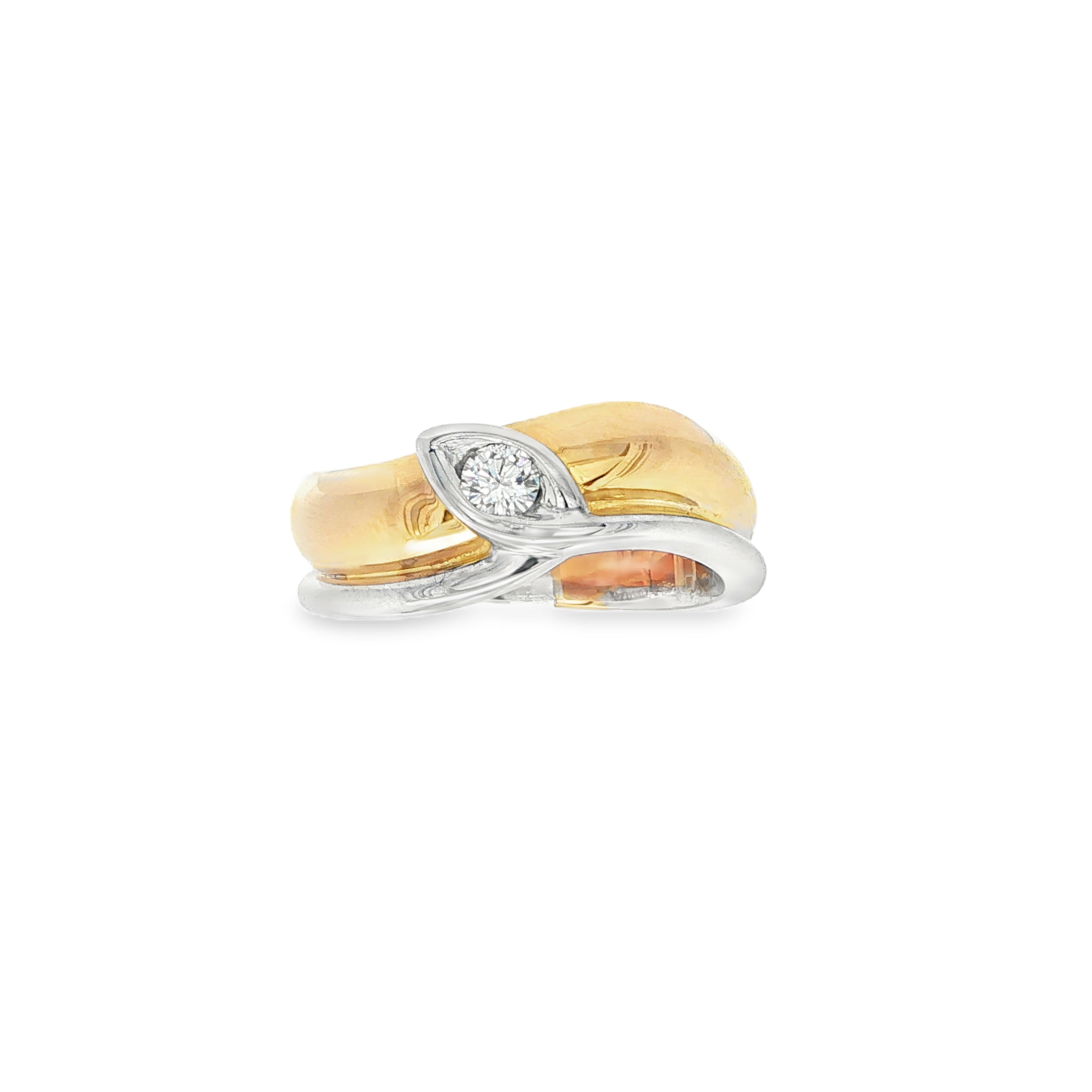ANILLO HOJA BICOLOR CON DIAMANTE