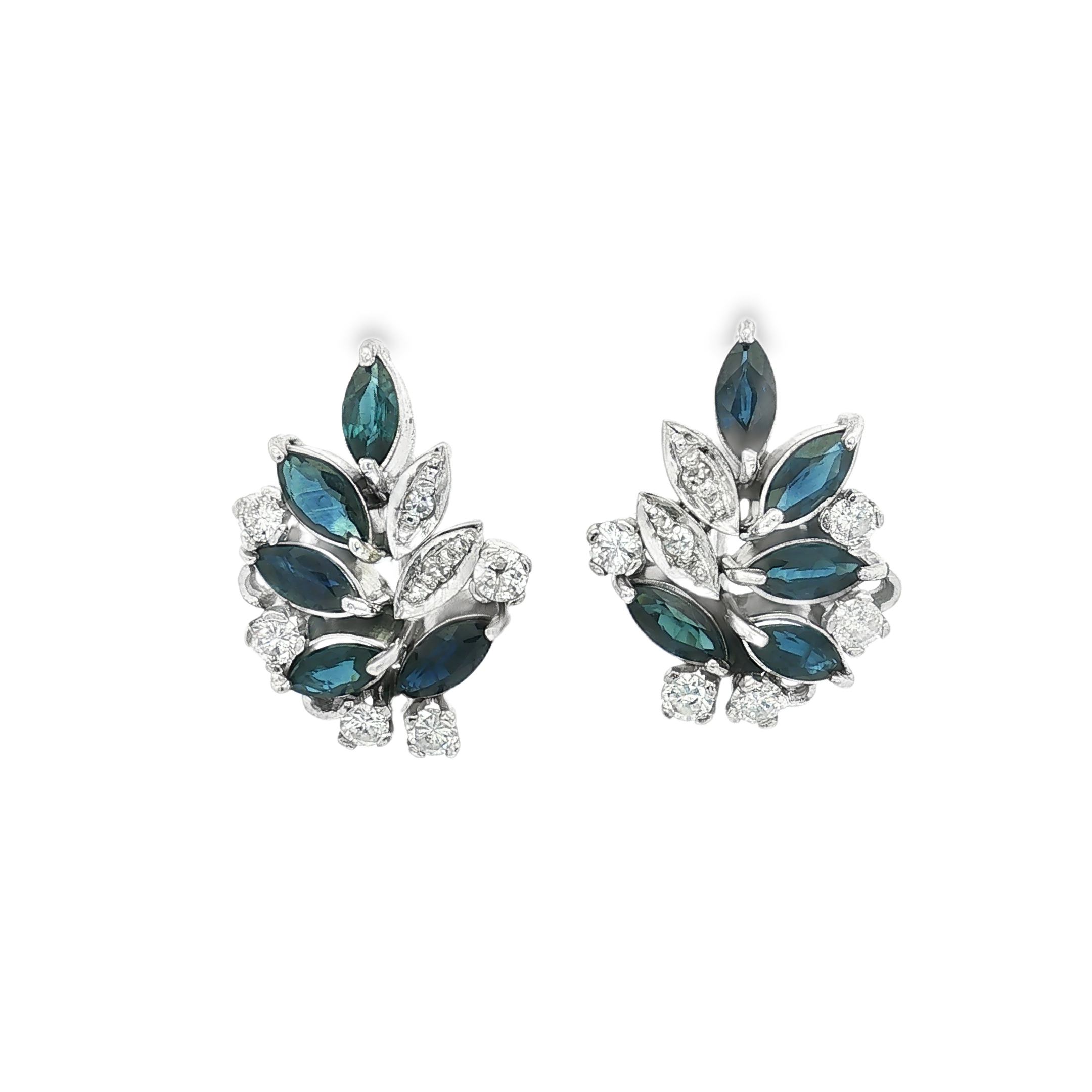 CONJUNTO DE ANILLO + PENDIENTES FLOR DE ZAFIROS Y DIAMANTES