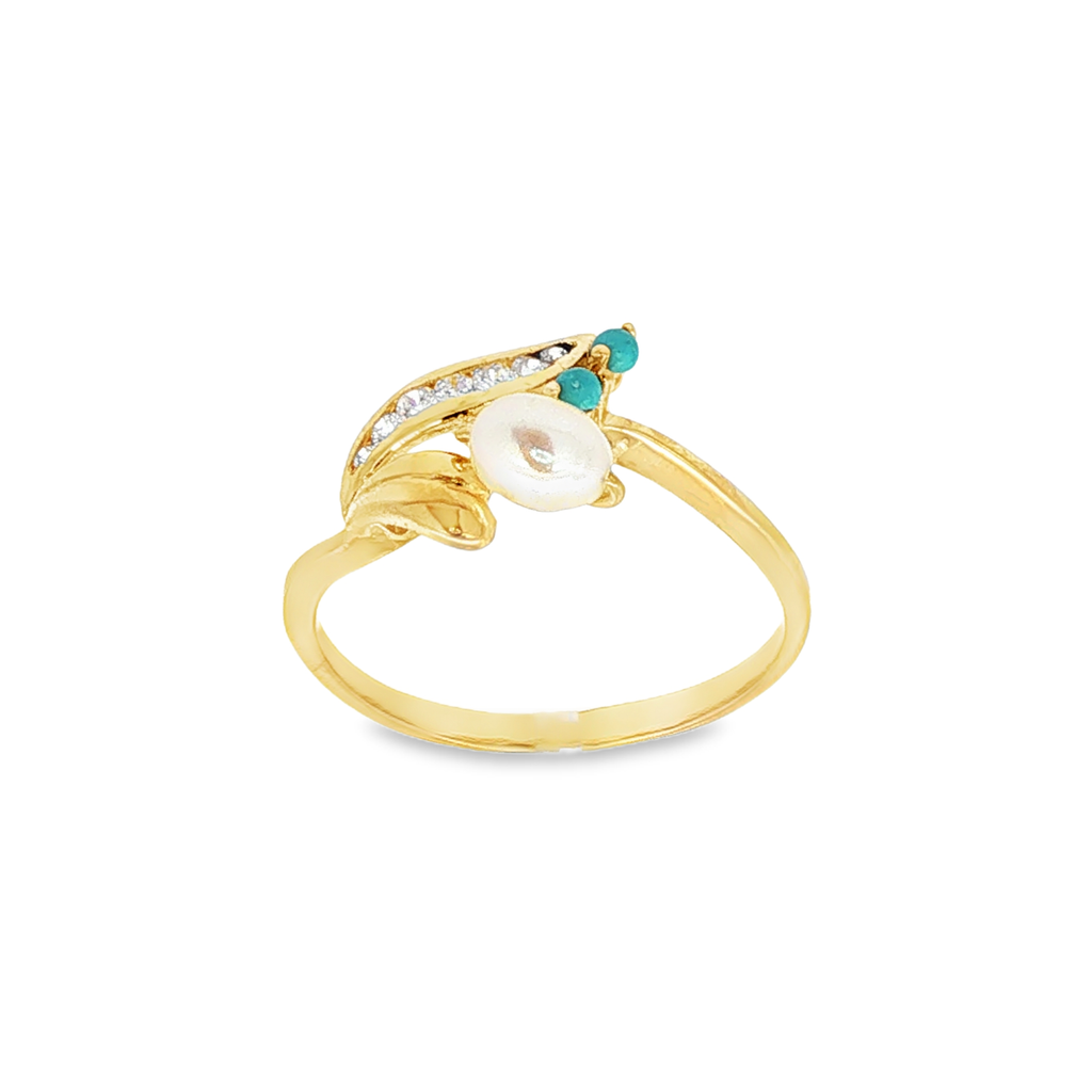 ANILLO + PENDIENTES CON PERLAS Y CIRCONITAS