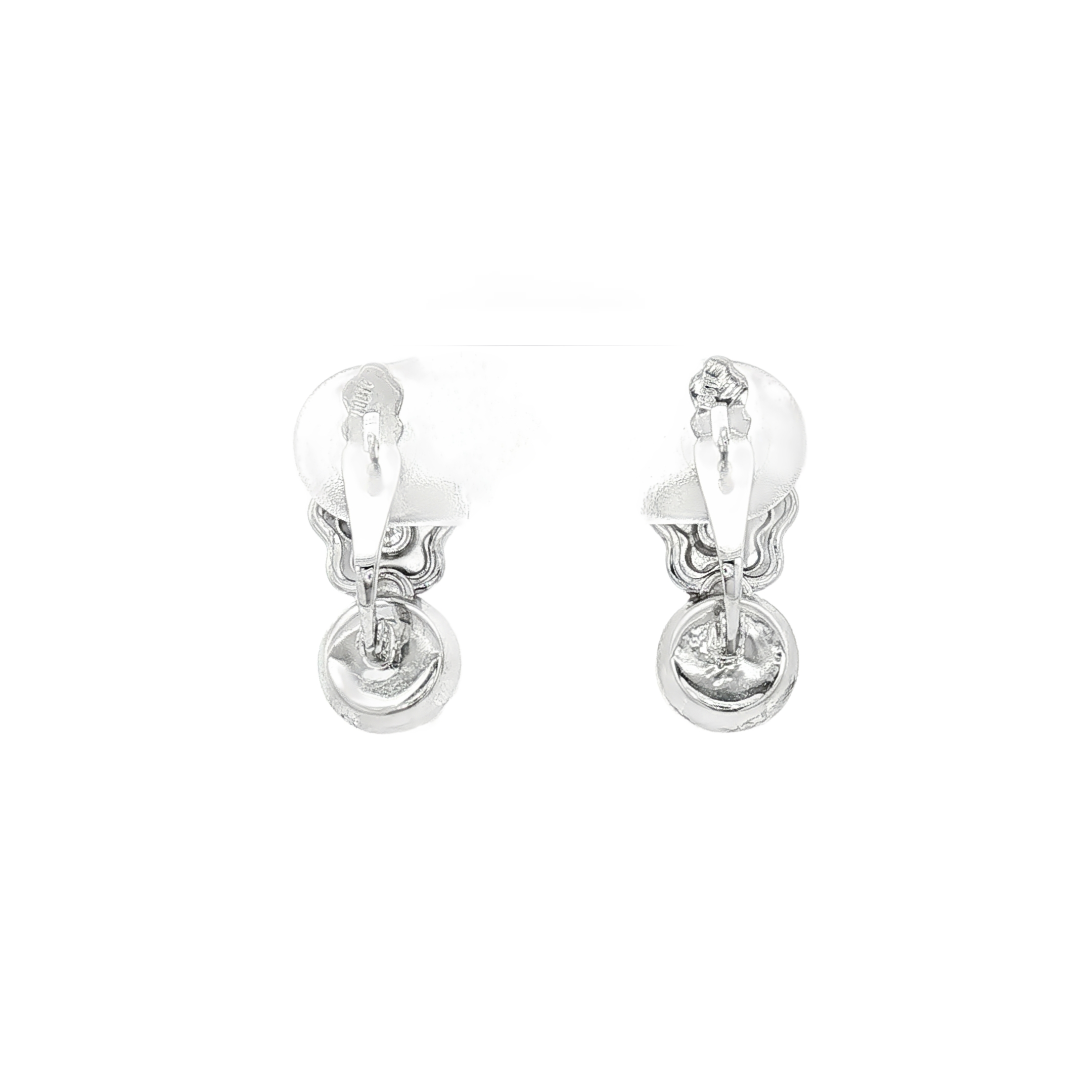 PENDIENTES FLOR ORO BLANCO CON PERLAS Y BRILLANTES