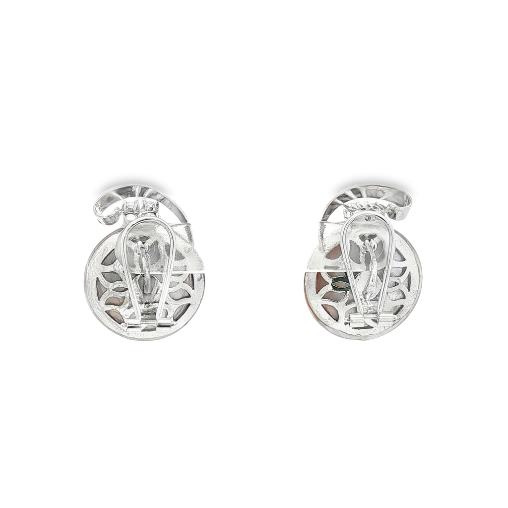 PENDIENTES ORO BLANCO CON DIAMANTES Y MEDIAS PERLAS