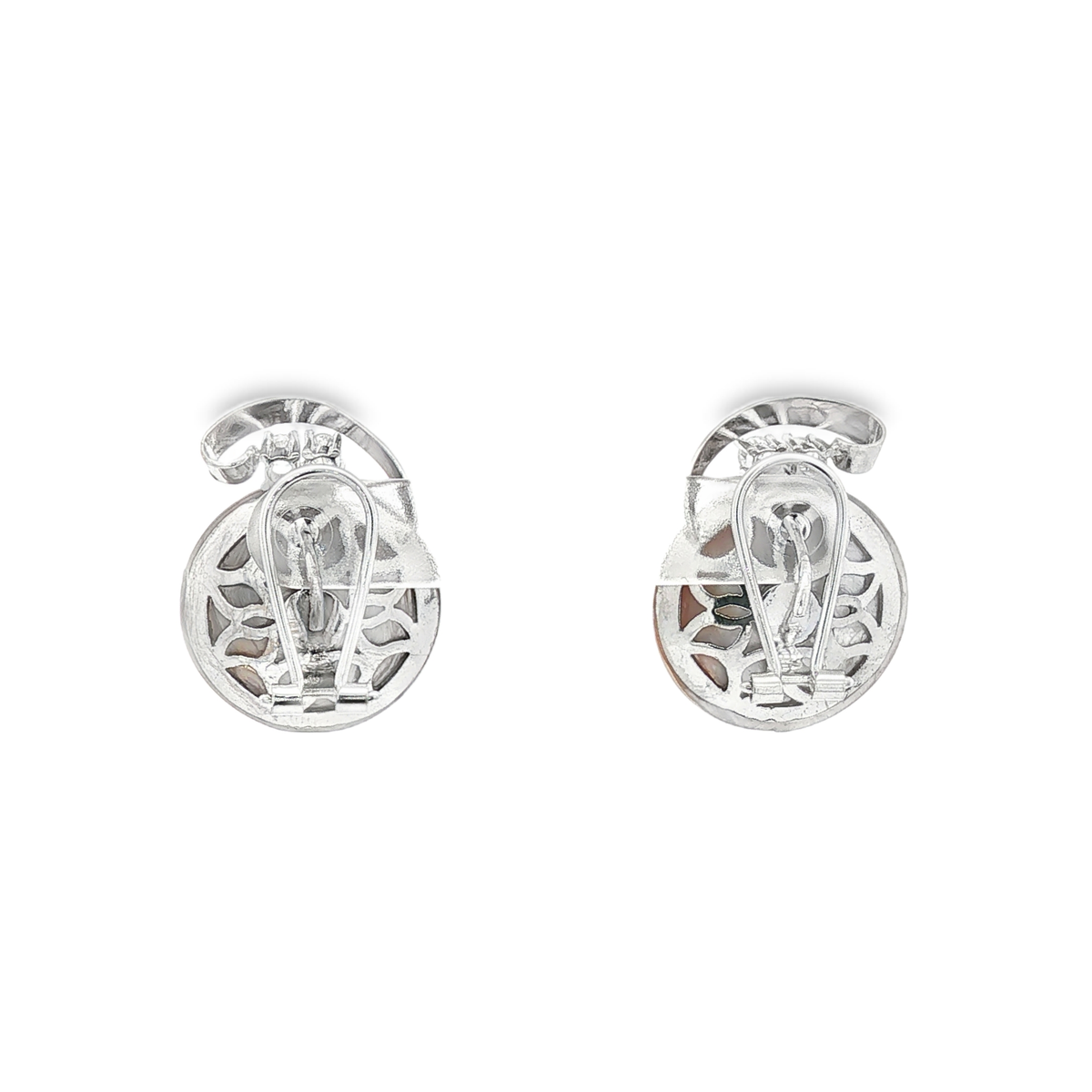 PENDIENTES ORO BLANCO CON DIAMANTES Y MEDIAS PERLAS