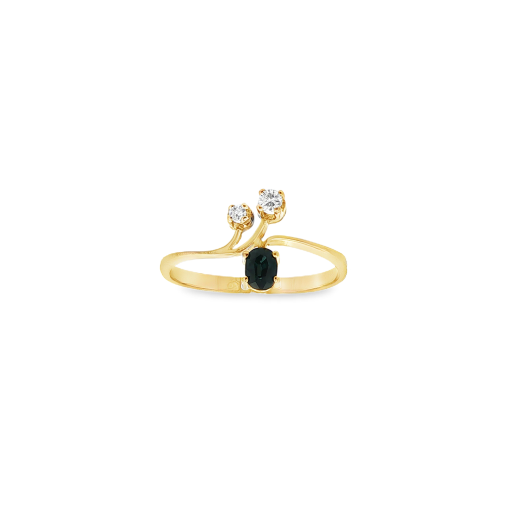 ANILLO TU Y YO CON ZAFIRO Y DIAMANTES